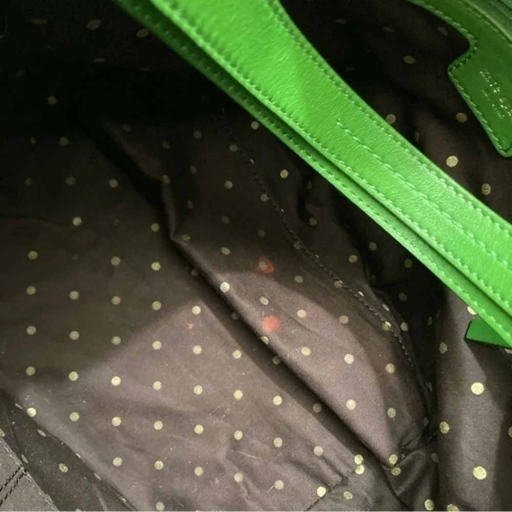 Kate spade green zebra canvas and leather vintage tote bag
